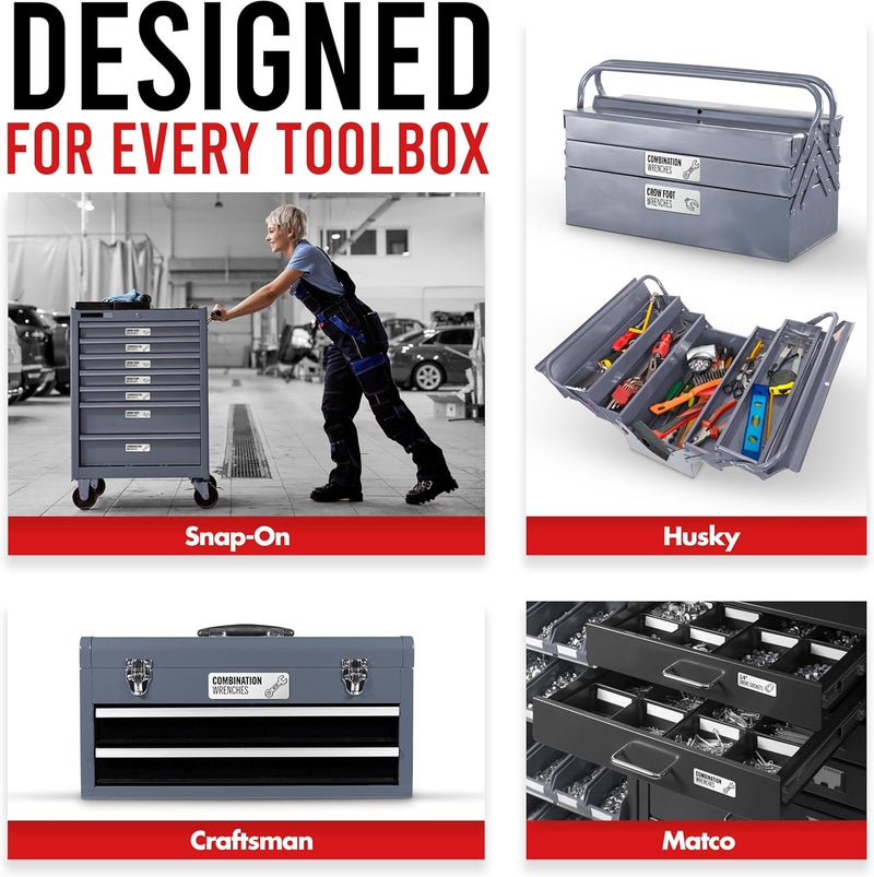 Itera Toolbox Organization Magnetic Labels-80 Large Tool Chest Organizer Labels-Strong Magnets-Fits All Brands of Steel Tool Box Drawers(White 3.125x1.0 in) - Image 5